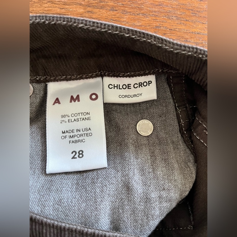 AMO CHLOE CROP CORDUROY. Chestnut Brown. Size 28. EUC. - Picture 7 of 9